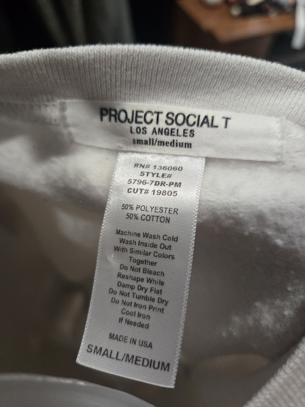 Project Social T CA Sweatshirt, White Small/Medium - Picture 6 of 6